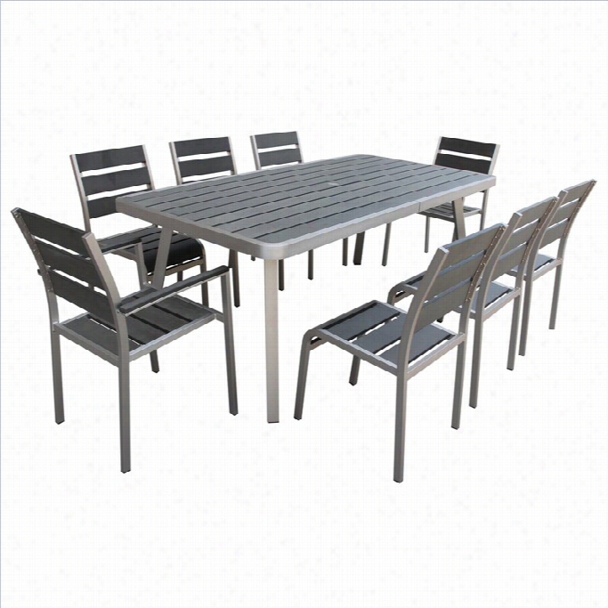 Boraam Santorini 9 Piece Metal Patio Dining Set In Aluminum