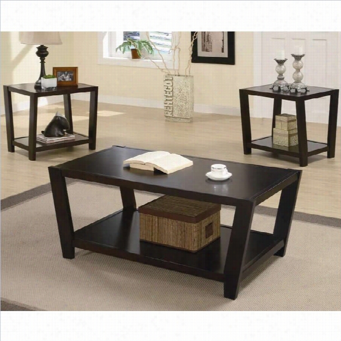 Coaster 3 Piiece Contemporary Occasional Table Sets In Cappuccino