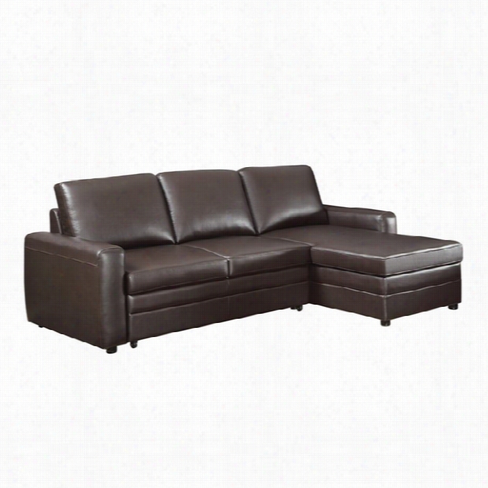 Coaster Leather Faux Leather Sleeper Sofa Withh Storage In Brown