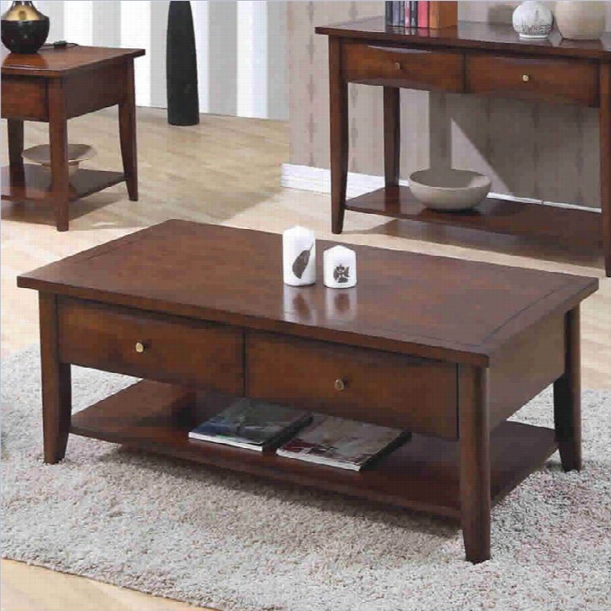 Coaster Whitehall Coffee Tabke With Shelf & Drawers In Walnut