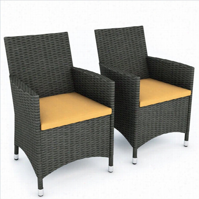 Corliving Cascade Outdoor Chair In River Rock Black Weave (regular Of 2)