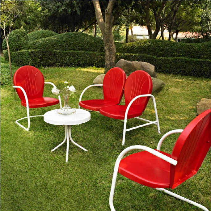 Crosley Griffith 4 Metal Outdoor Seating Setin Red