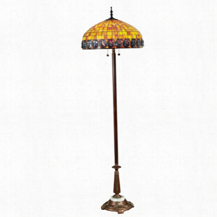 Dale Tufffany  Orange Turtleback Floor Lamp