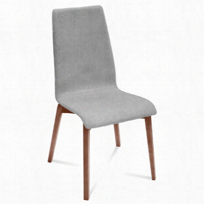 Domitalia Jill-l Dining Chair In Liht Grey And Walnut