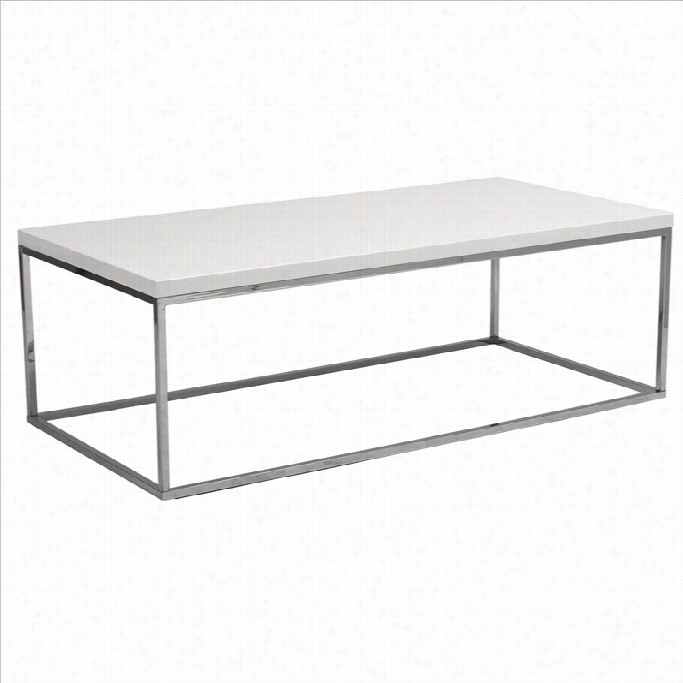 Euorstyle Teresa Redtangular Coffee Table In Whitte Lacquee