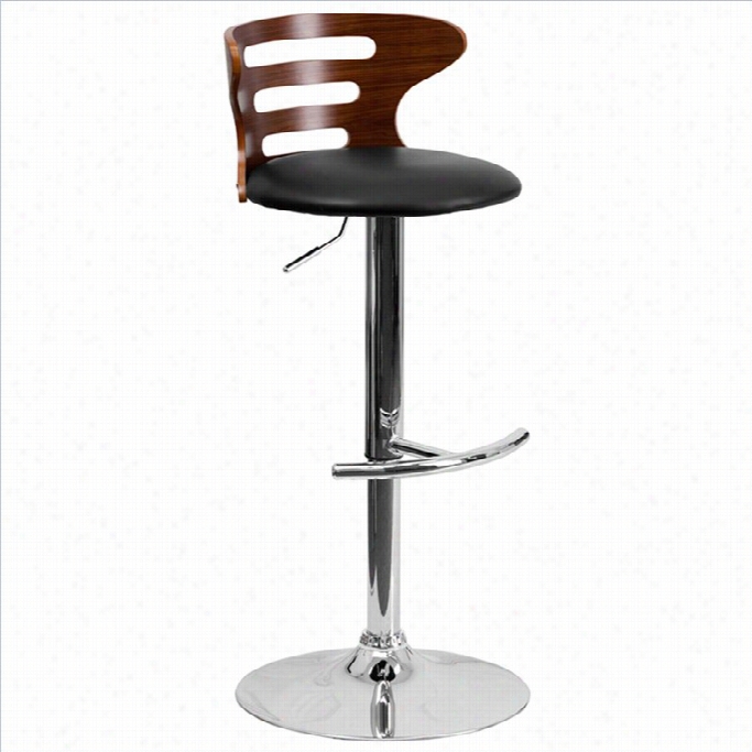 Flash Furniture 25 To 33 Bentwood Bar Stool In Walnut And Black