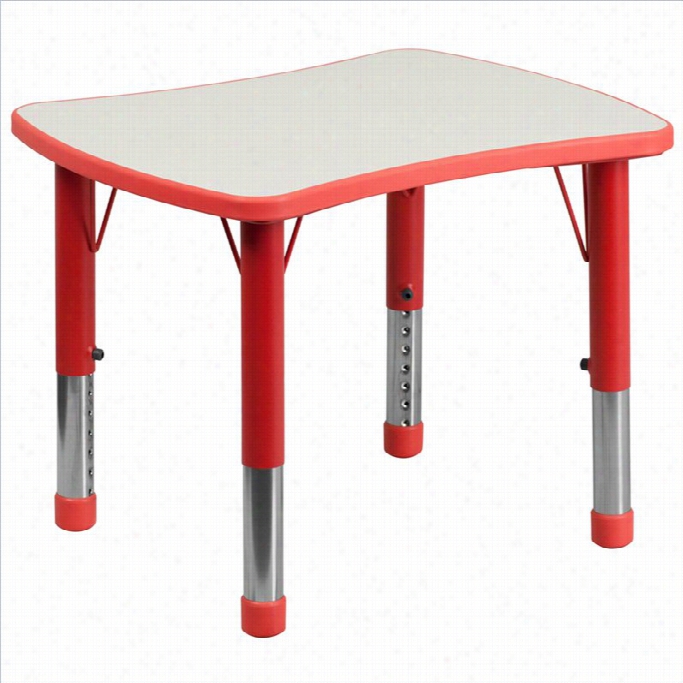 Flash Furnitur Curved Rectangular Plastic Activitytable In Red