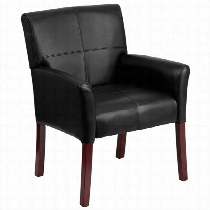 Flash Furniture Exeecutie Side Guest Chai Rin Black With Mahogany Legs