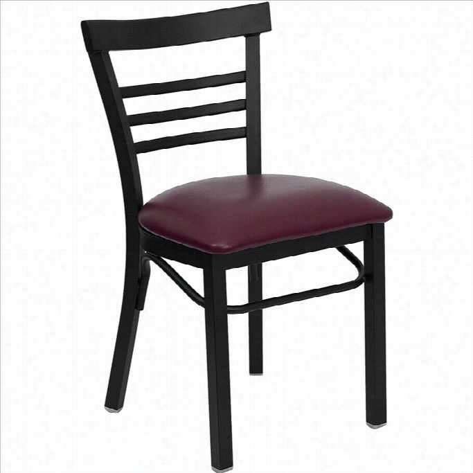 Flash Furniture Herculles Black Ladder Back Dining Chair In Burgundy