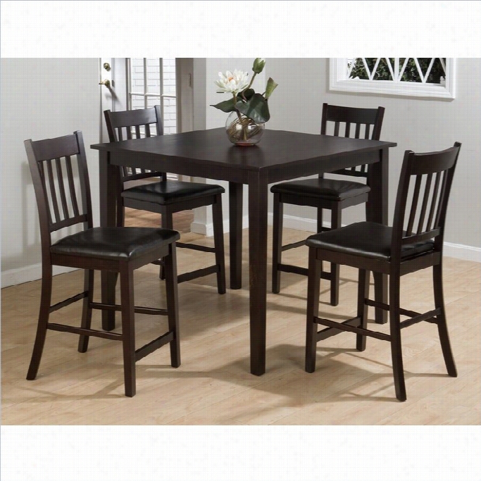 Jofran 892 Seriees  5 Piece Counter Height Diningg Table Set In Merlot