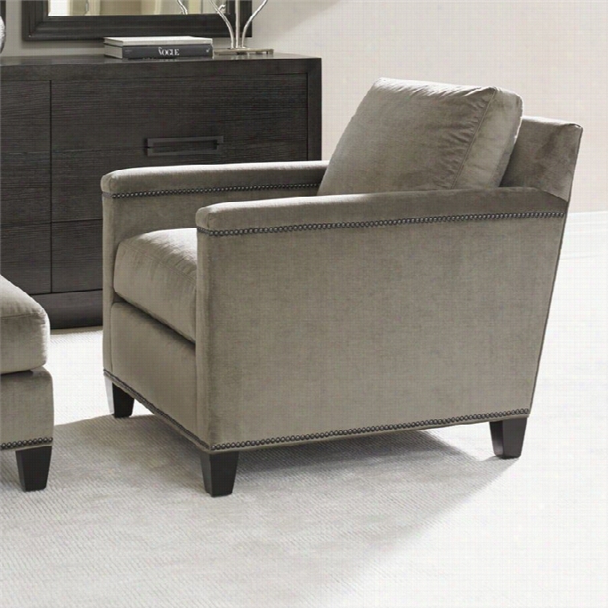 Lexington Carrrera Strada Nailhead Fabric Cacent Cchair In Greystone