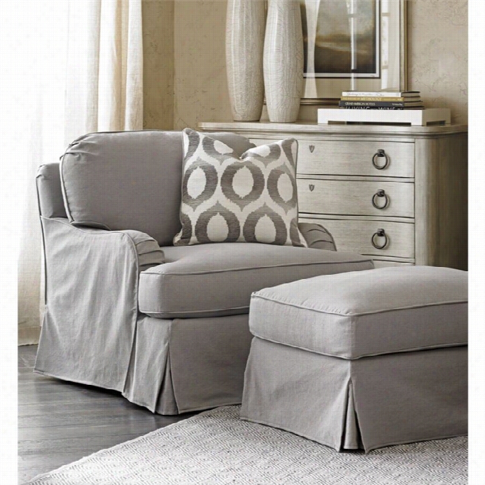 Lexijgton Oyster Bay Stowe Swivel Accent Chair And Totoman In Gtay