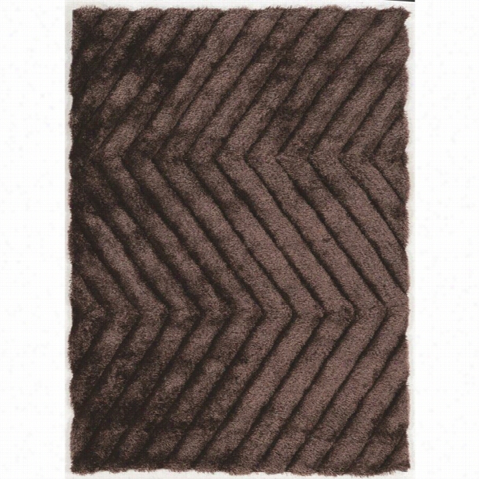 Linnon Links 5'  X 7' Hand  Tufted Zig Zag Shag Rug In Chocolate