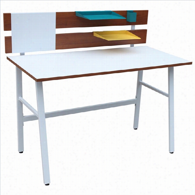 Lumisourcce Bench Desk In Brown And Wihte