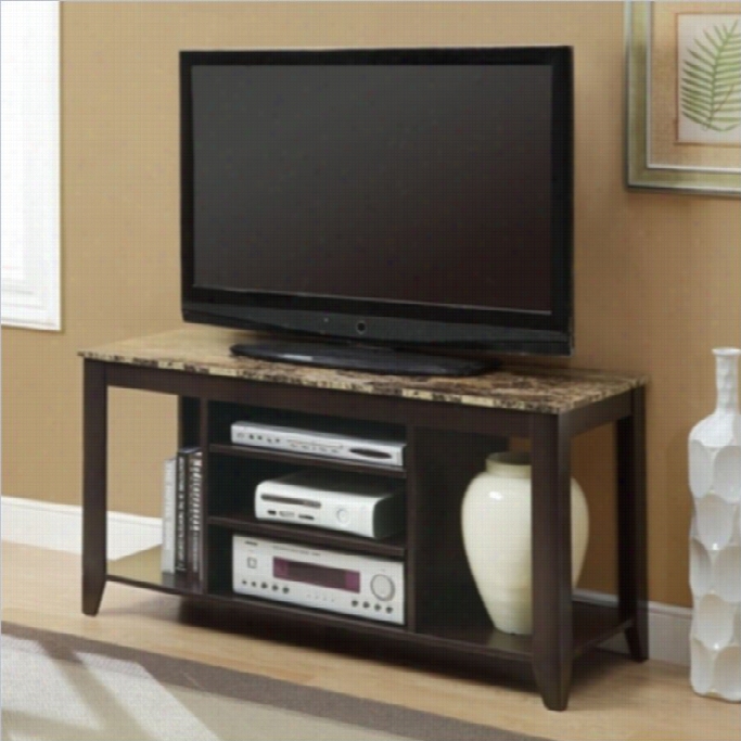 Monarch 48 Tv Console In Cappuccino And Faux Marble Head