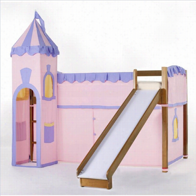 Ne Kids Cshool House Princess Loft Bed In Pecan