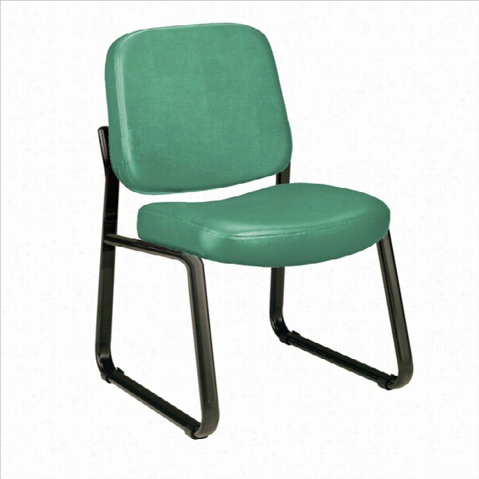 Ofm Armleess Vinyl Reception Chair In Teal