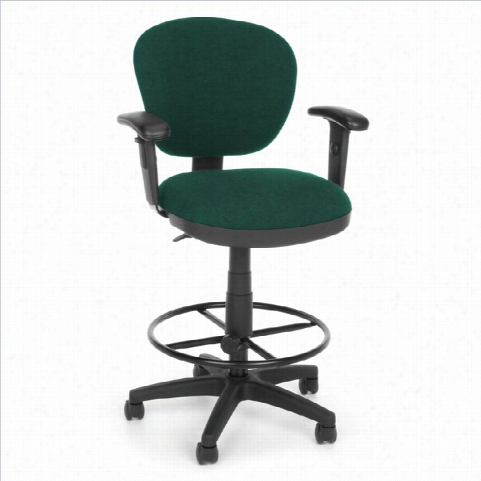 Ofm Lite Use Compute Dratfing Office Cbair With Arms  And Drafting Kit In Teal