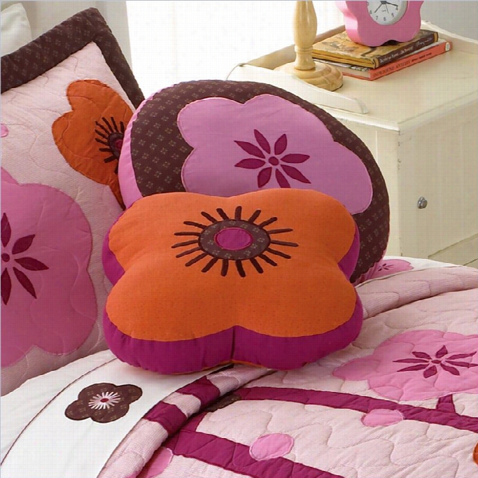 Pem Ameerica Flowers For Hanna Shaped Pillow In Pin Kand Orange