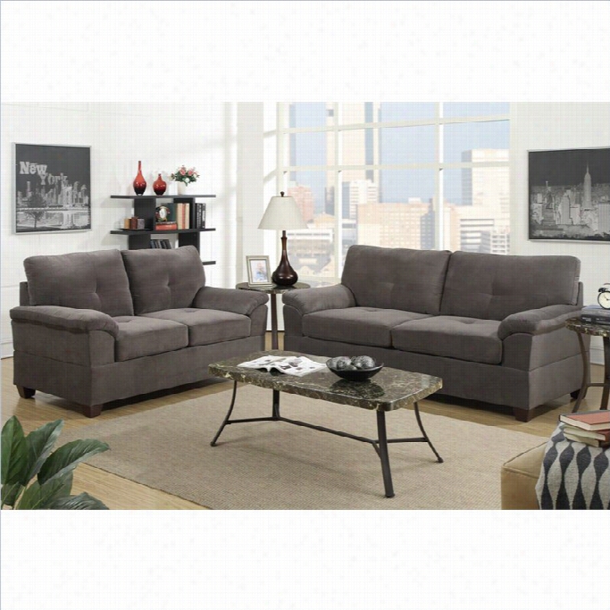 Poundex Bobkona Fulllerton  Sofa And Loevseat Set In Charcoal