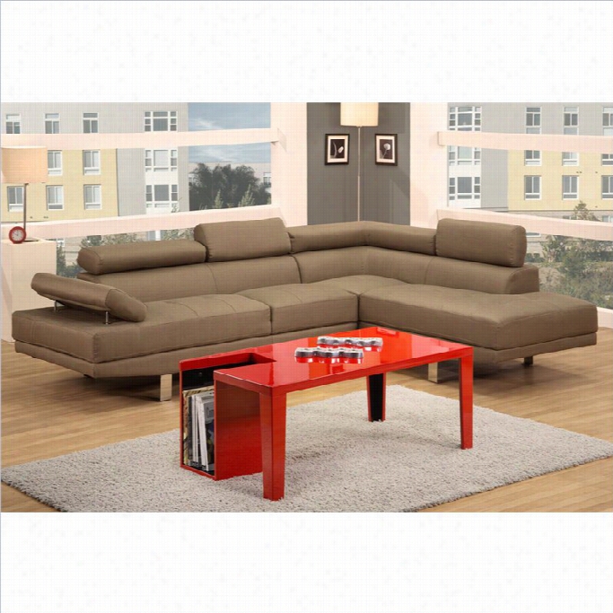 Poundex Bobkona Vegas 2 Enlarge Sectional Sofa In Light Tan