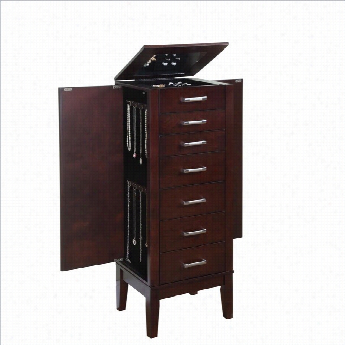 Powell Contemporary Jewelry Armoire In Dark Espresso