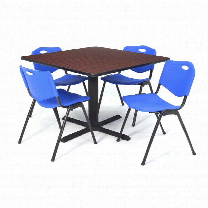 Regency Square Table With 4 M Stack Chairs In Mhoga Ny And Blue