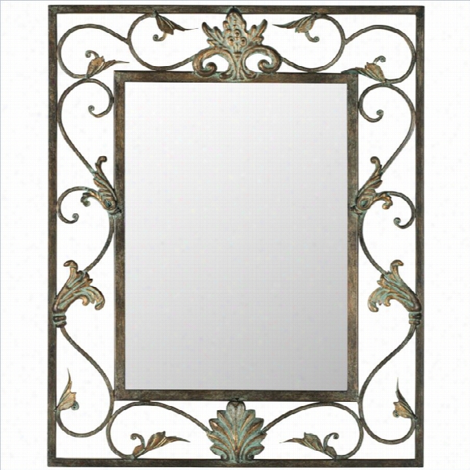 Safavieh Cheryl Iron Base Mirror In Antiqur Brown And Gold