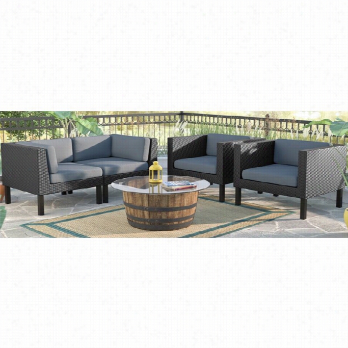 Snoax Corliving Oakland 4 Piece Patio Loveseat And Chair In Black