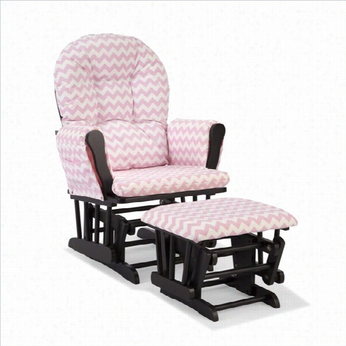 Stork Craft Hoop Custom Glider And Ottoman In Black And Pink