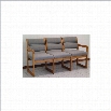 Dakota Wave Triple Sled Base Sofa in Medium Oak-Cabernet Burgundy Standard