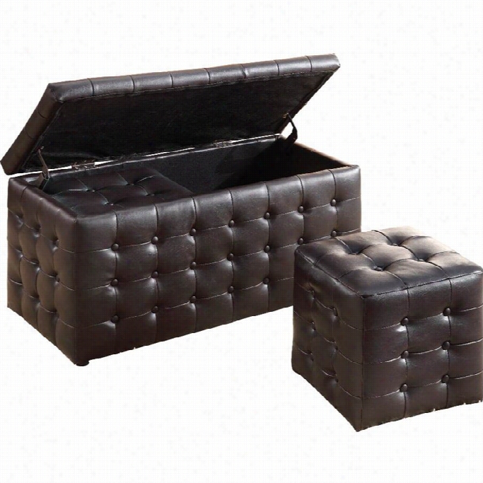 Trent Home Reynolds Faux Leather Storage Ottoman Bench In Dark Brown