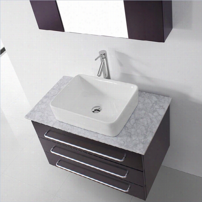 Virtu Usa Ivy 33 White Marble Single Bathroom Emptiness Cabinet Set In Espreeso
