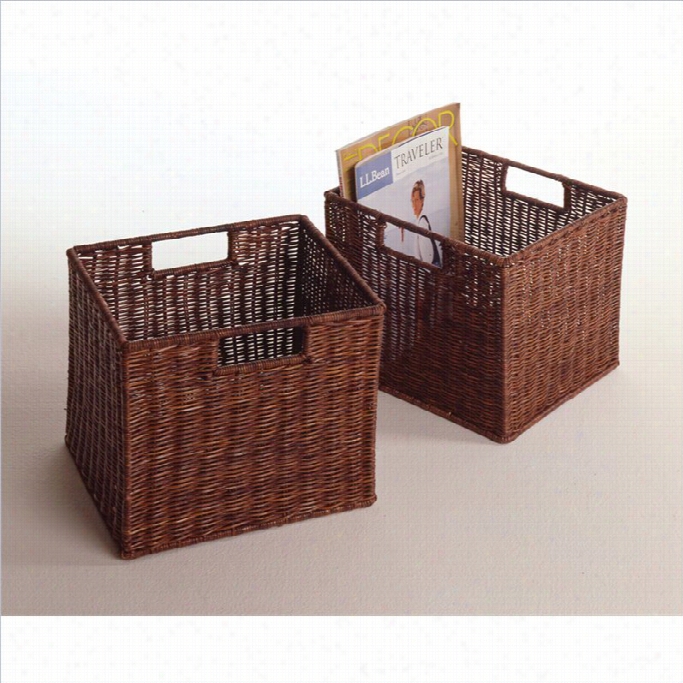 Winsome 2 Small Wirf  Baskets In Antique Walnut