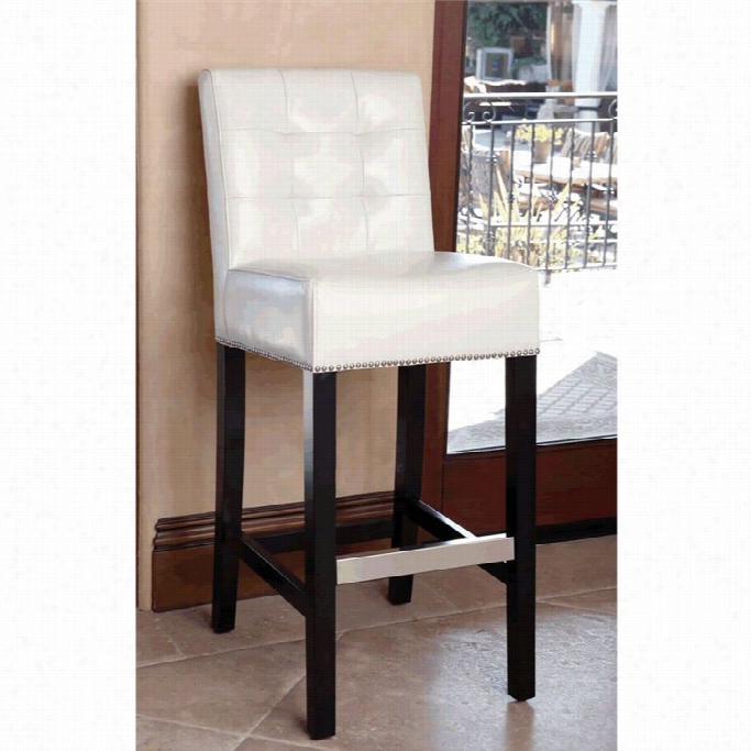 Abbyson Living Linden 30 Lather Bar Stool In Ivory