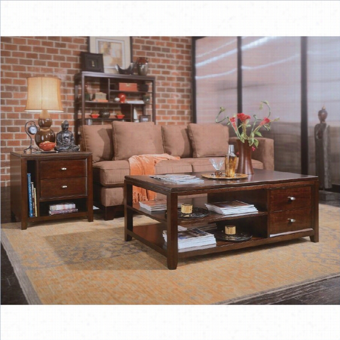 American Drew Tribecca 3 Piece Coffee  Table Set In Root Eer