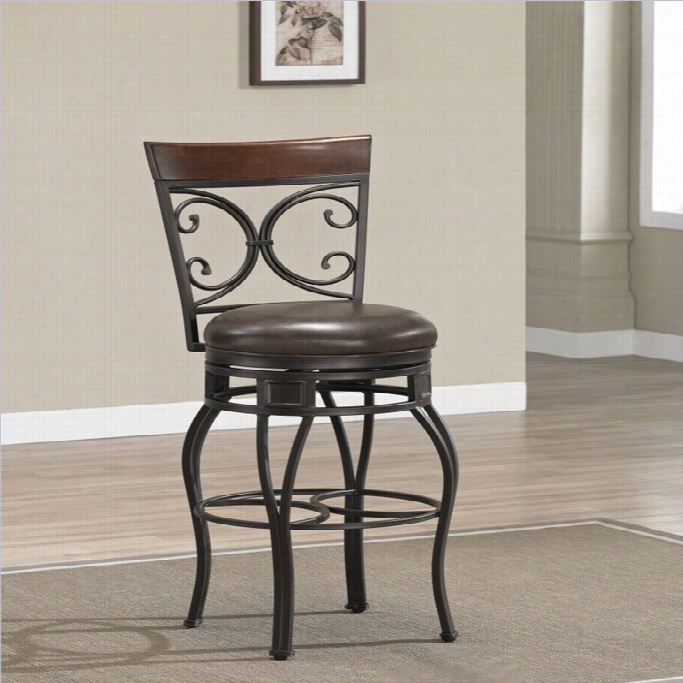 American Heritage Treviso 30 Bar Stool In Peper With Bourbon Leather