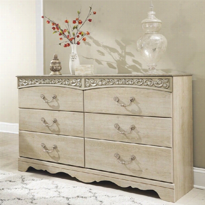 Ashley Acalina 6 Dr Awer Wood Dresser In Antique W Hite