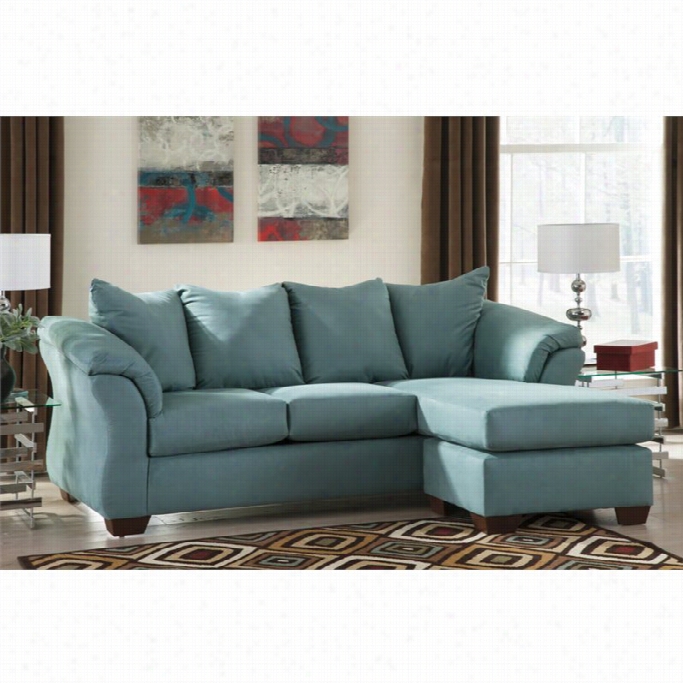 Ashley Darcy Fabric 2 Piece Chaise Sofa In Sky