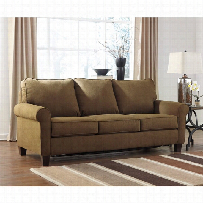 Ashley Zeth Fabric Queen Size Sleeper Sofa In Basil