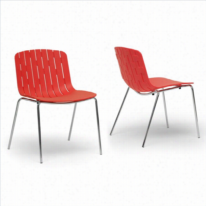 Baxton Studio Florissa Dining Chair In Red (set  Of 2)