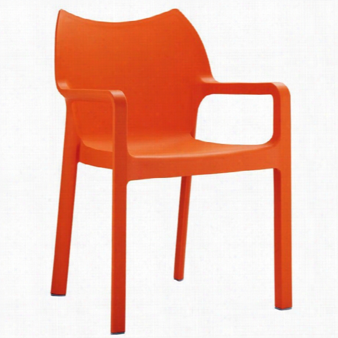 Compamia Diva Resin Outdor Dining Arm Chair In Orange