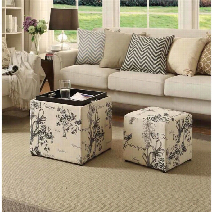 Convenience Concepts Designs4comfort Park Avenue Ottoman In Botanical