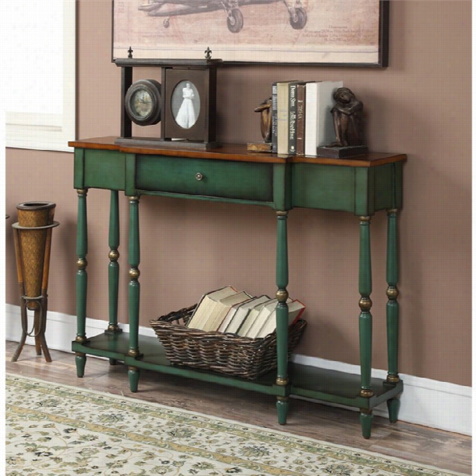 Convenience Concepts Wymin9 Two Tone Antique Console Table In Green