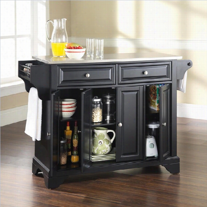 Crosley Furniture Laffayette Stainless Steel Top Kitchen Siland In Black Finish