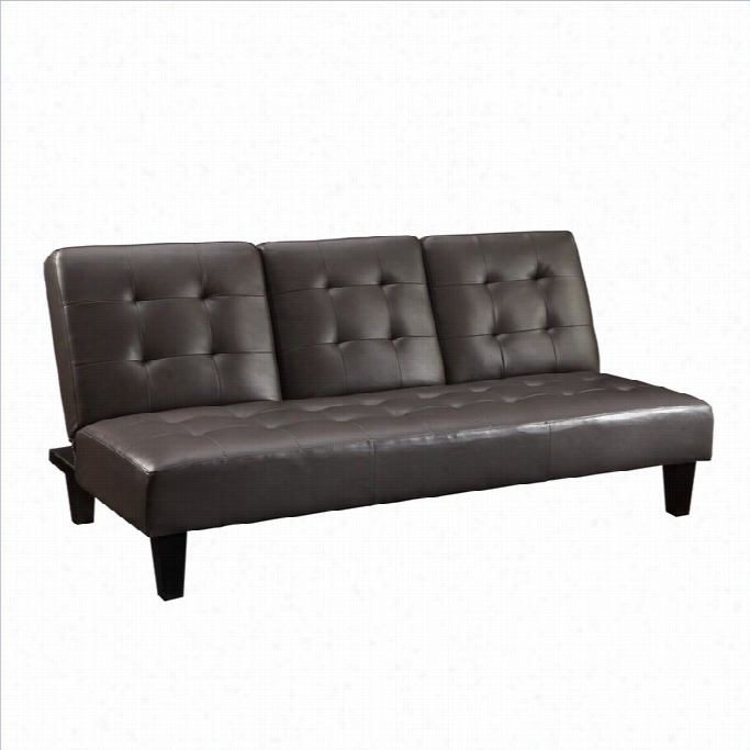 Dhp Julia Faux Lleather Co Nvertible Sofa In Gray With Cupholdders