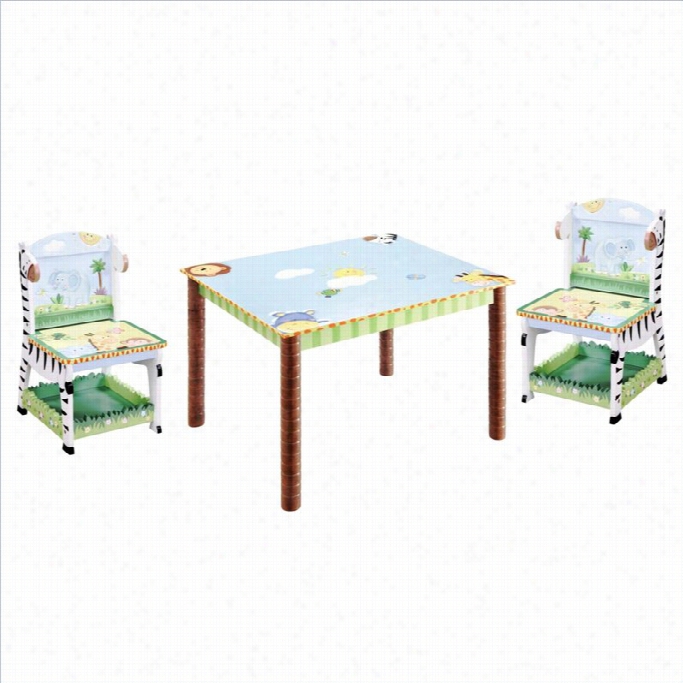 Fantasy Fields Hand Painted Sunny Safari Table And Set Of 2 Chairs