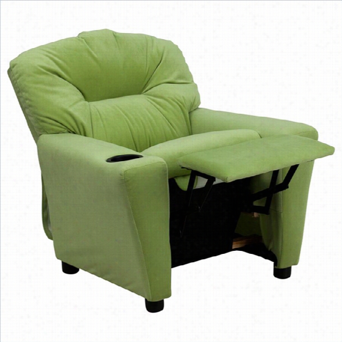 Flash Furnniture Kids Reclier With Cup Holder In Avocado Green