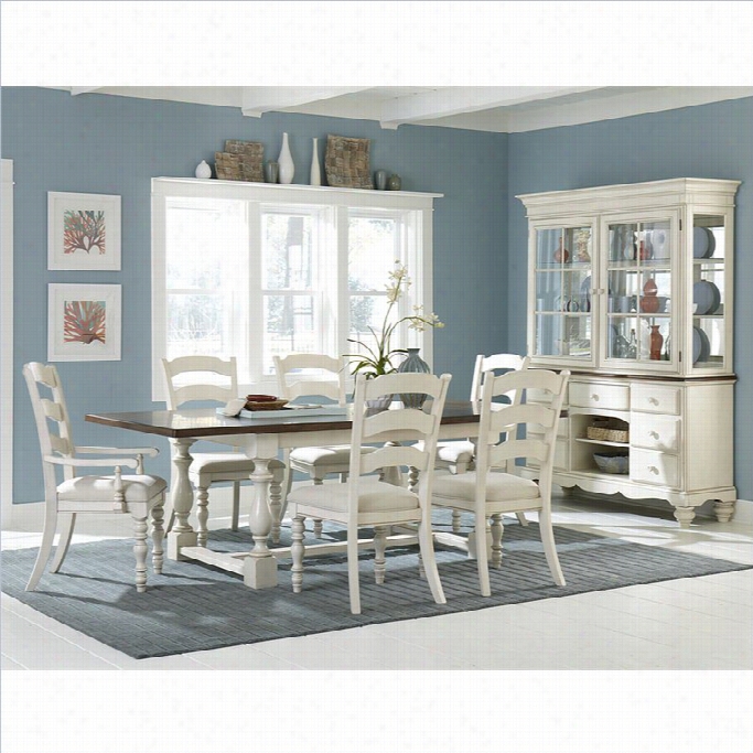 Hillsdale Pinee Island 7 Pc Trestle Dining Set With Ladder Back Chirs