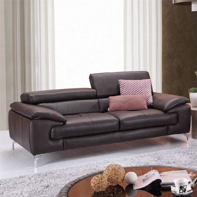 J&m Furniture A973  Italin  Leather Sofa In Coffee